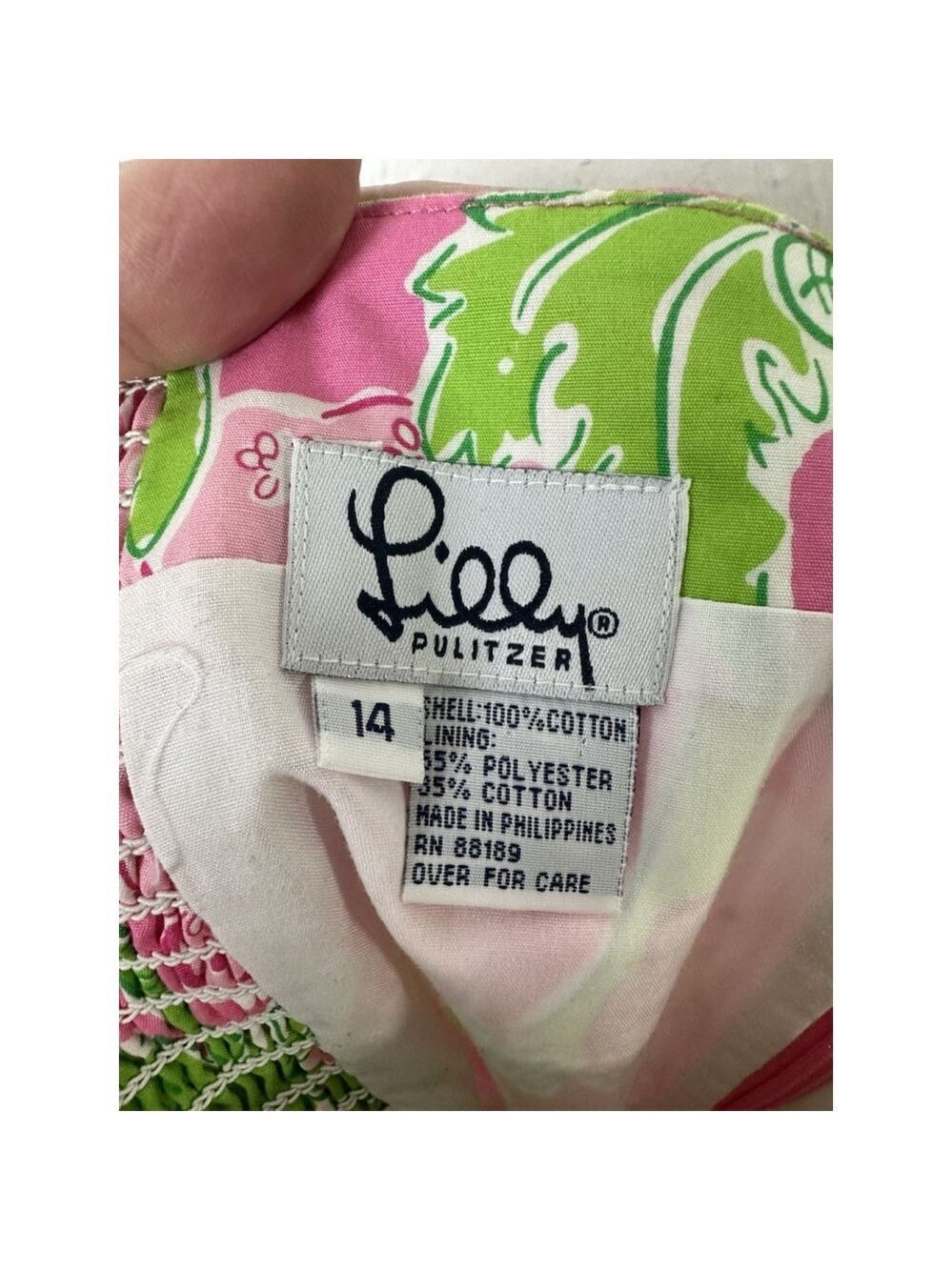 Vintage Lilly Pulitzer Taboo Elephant Palm Print Sundress Girl’s 14 Preppy Party - Picture 3 of 9